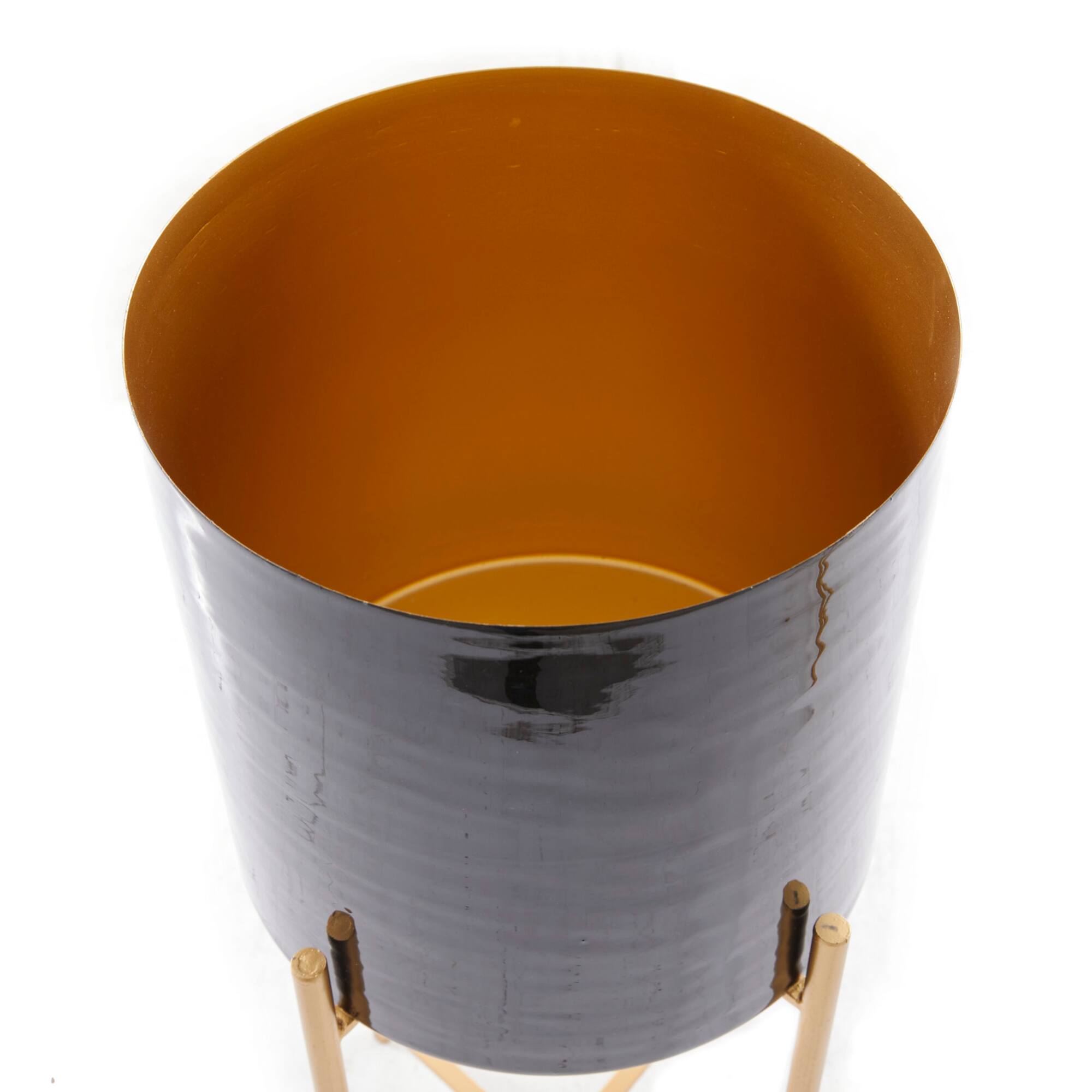 CosmoLiving by Cosmopolitan Set of 2 Black Iron Contemporary Planter, 24" x 10" x 10"